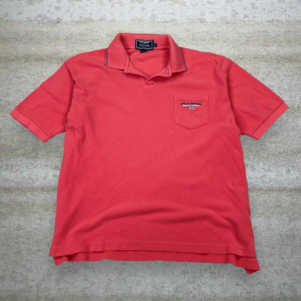 Vintage Y2K Polo Ralph Lauren Shirt Mens XL Pink Cotton Short Sleeve